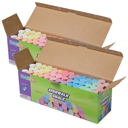 Creativity Street Sidewalk Chalk, Assorted Colors, 4in, 52 Pieces, PK2 PAC1752